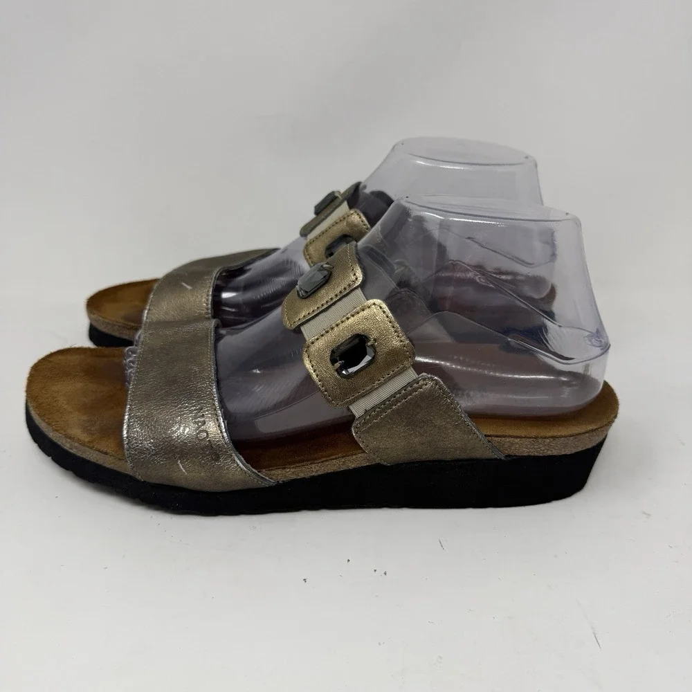 Naot Sandals Womens 11 / 42  Ashley Leather Metallic Wedge Comfort Shoes